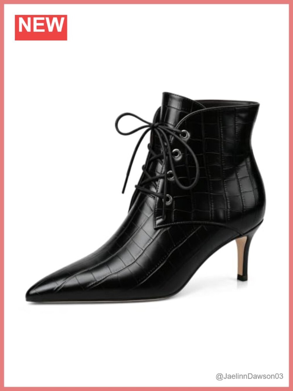Women's Kitten Heel Ankle Boots Pointed Toe Lace Up Zip Comfortable Microfiber